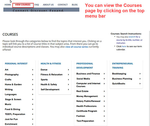 Courses page